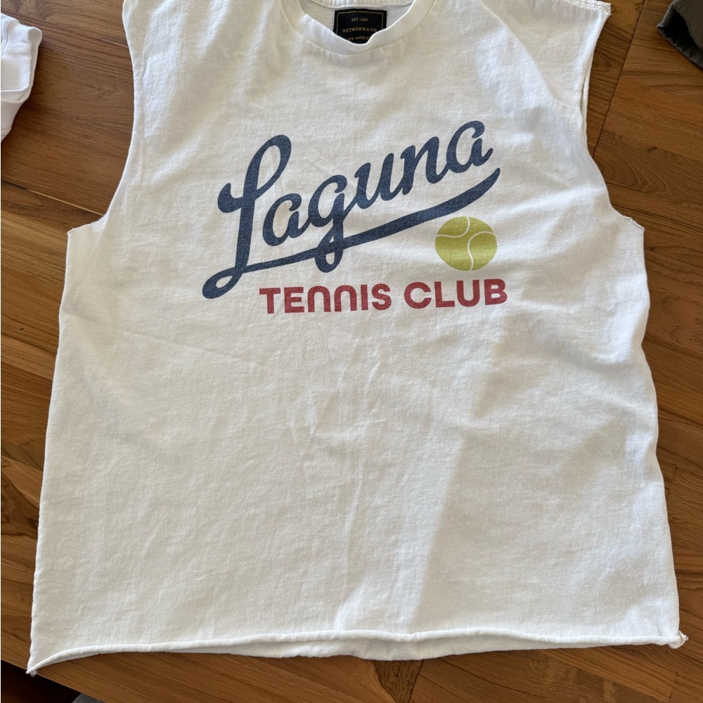 Tennis Club White Muscle Tee